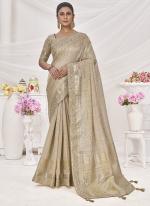 Top Dyed Silk Cream Party Wear Multi Work Saree